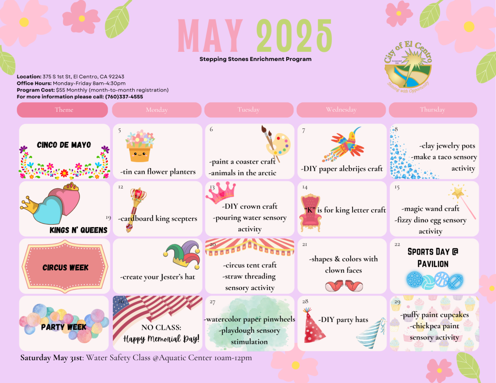 May Stepping Stones Calendar 2025