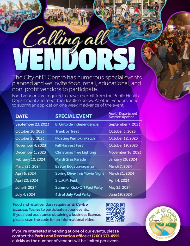 City of El Centro Vendor Flyer